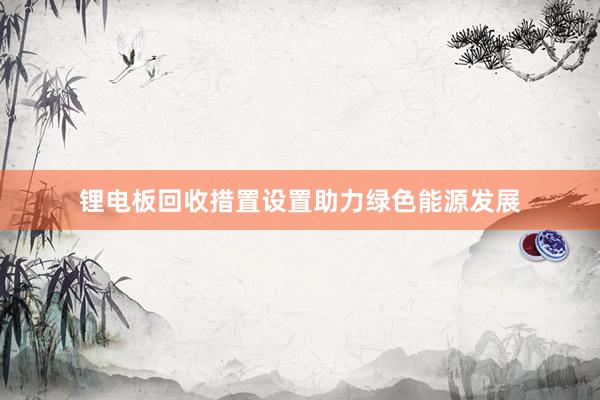 锂电板回收措置设置助力绿色能源发展