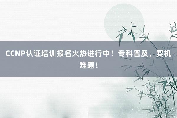 CCNP认证培训报名火热进行中！专科普及，契机难题！